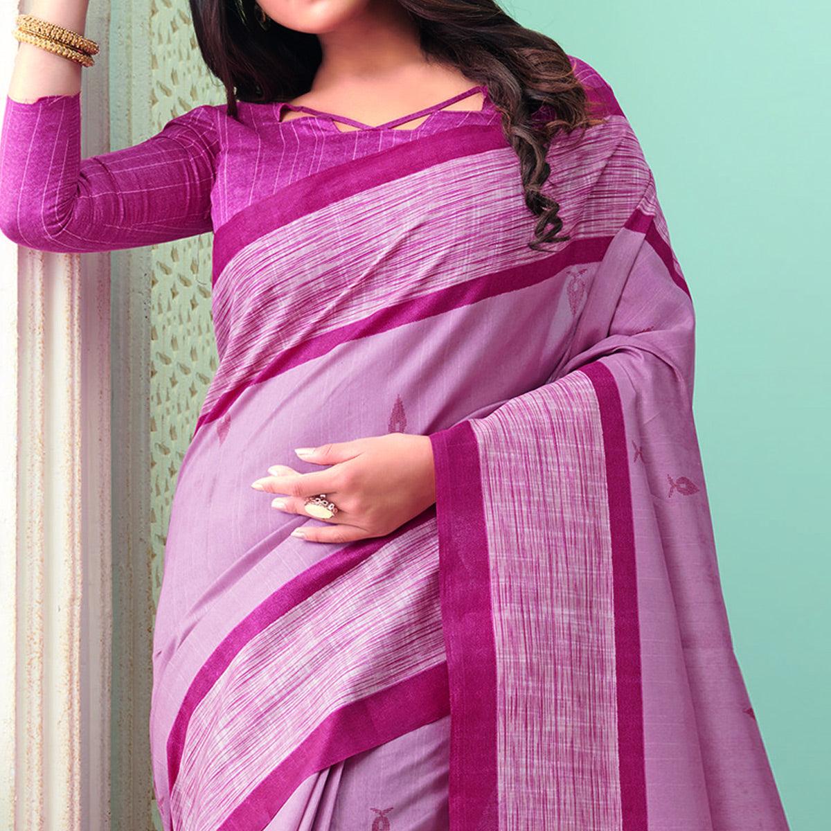 Mesmerising Pink Colored Casual Wear Printed Bhagalpuri Saree - Peachmode