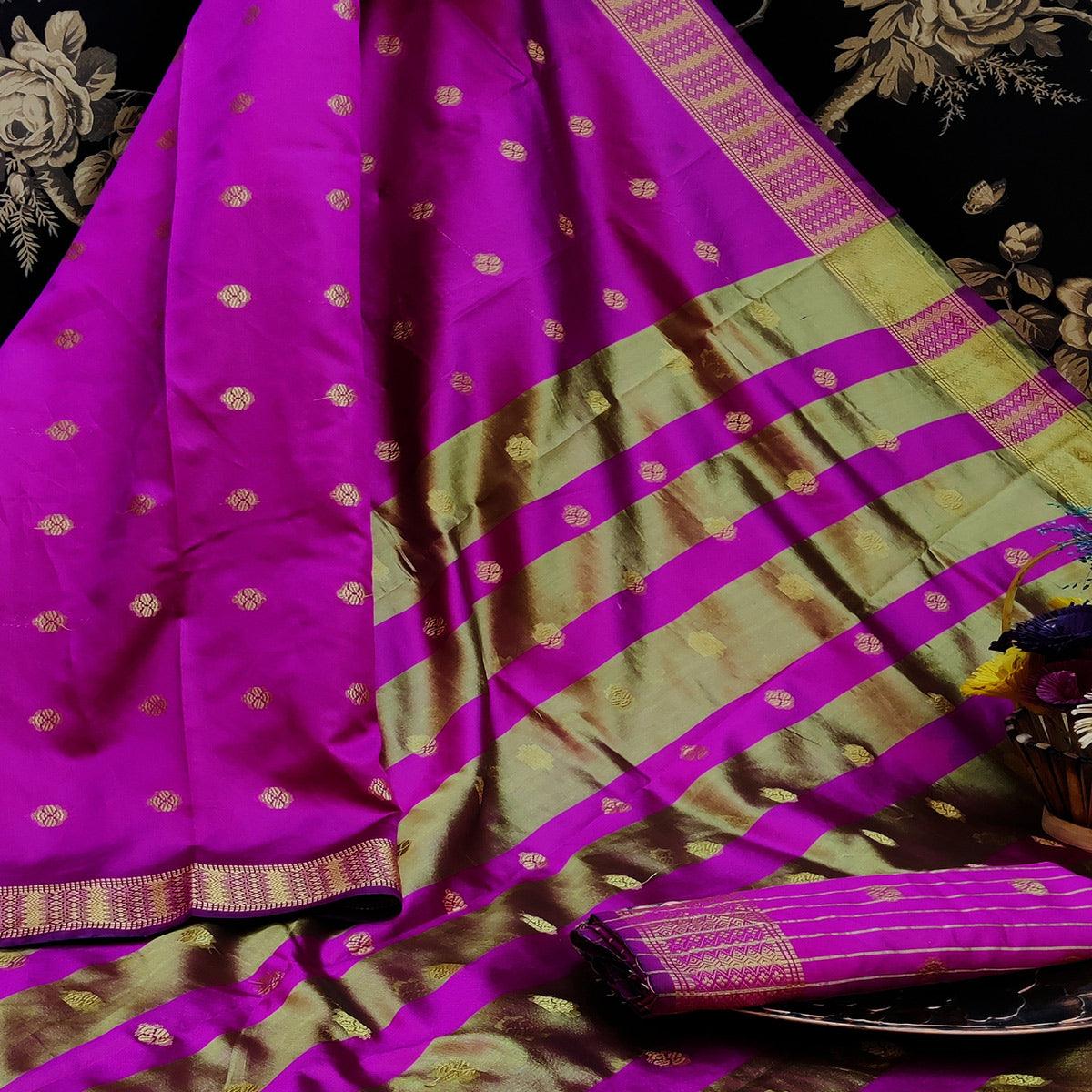 Mesmerising Pink Colored Festive Wear Woven Art Silk Saree - Peachmode