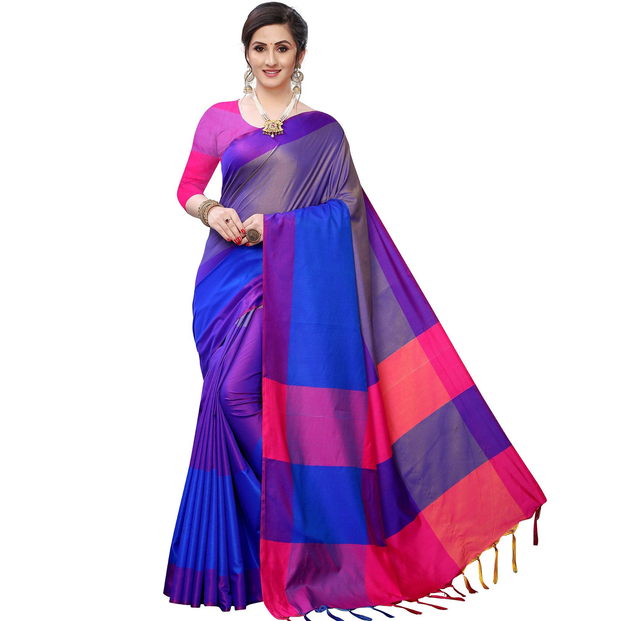 Mesmerising Rama Blue Colored Festive Wear Woven Sana Silk Saree - Peachmode