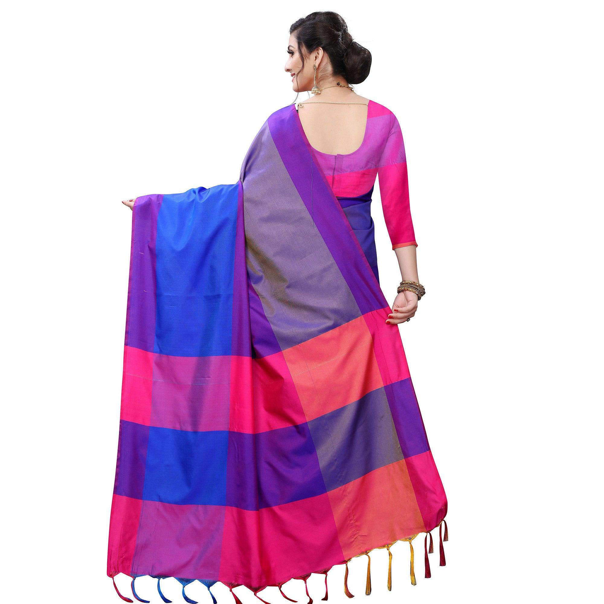 Mesmerising Rama Blue Colored Festive Wear Woven Sana Silk Saree - Peachmode