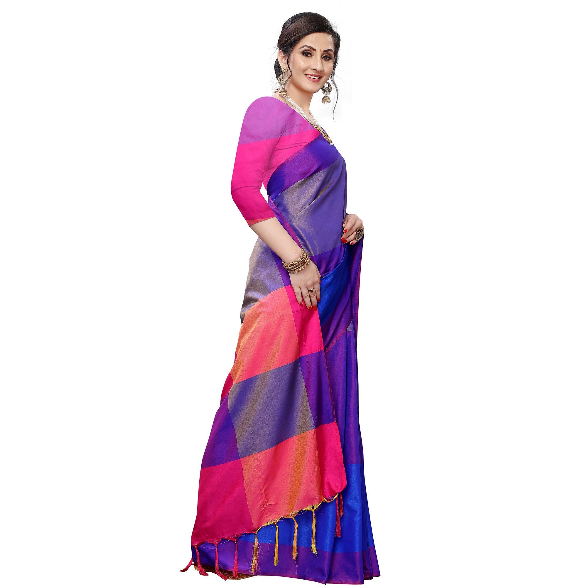 Mesmerising Rama Blue Colored Festive Wear Woven Sana Silk Saree - Peachmode