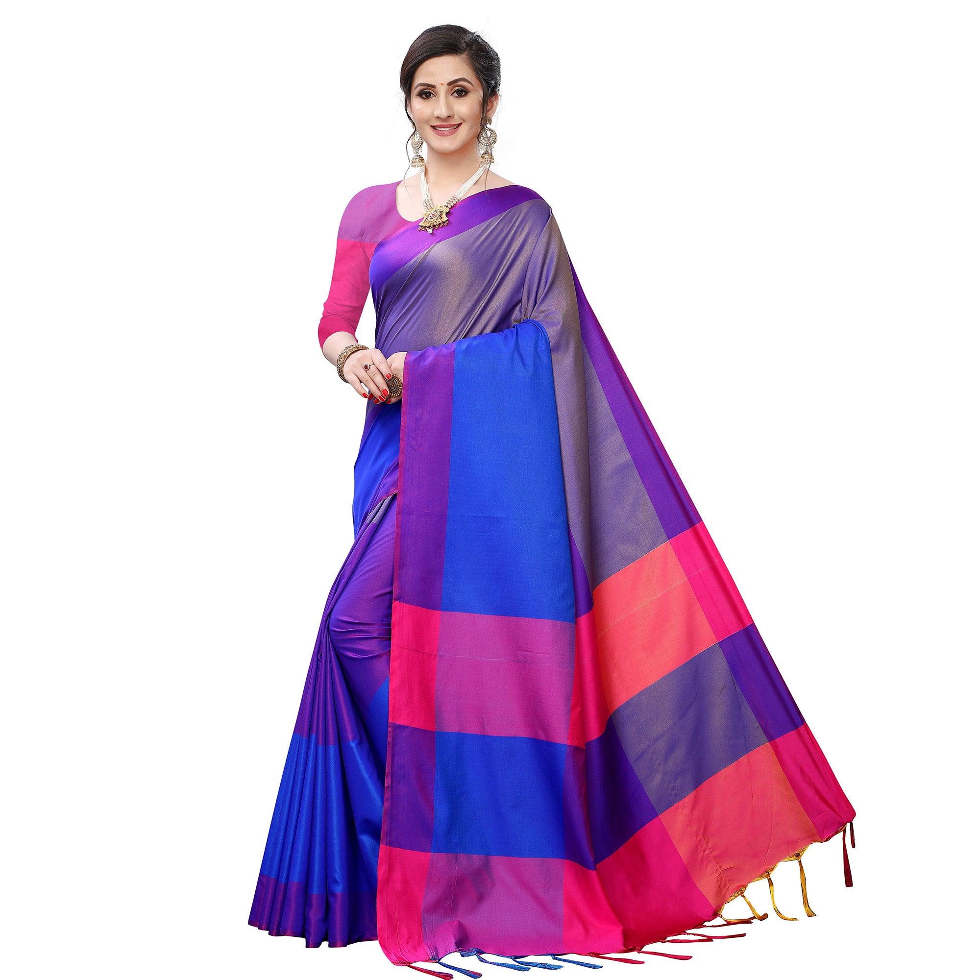 Mesmerising Rama Blue Colored Festive Wear Woven Sana Silk Saree - Peachmode