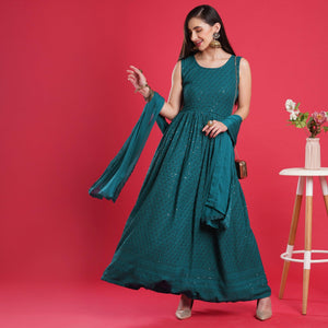 Morpich Chikankari Rayon Anarkali Style Gown - Peachmode