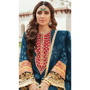 Morpich Embroidered Georgette Pakistani Suit - Peachmode