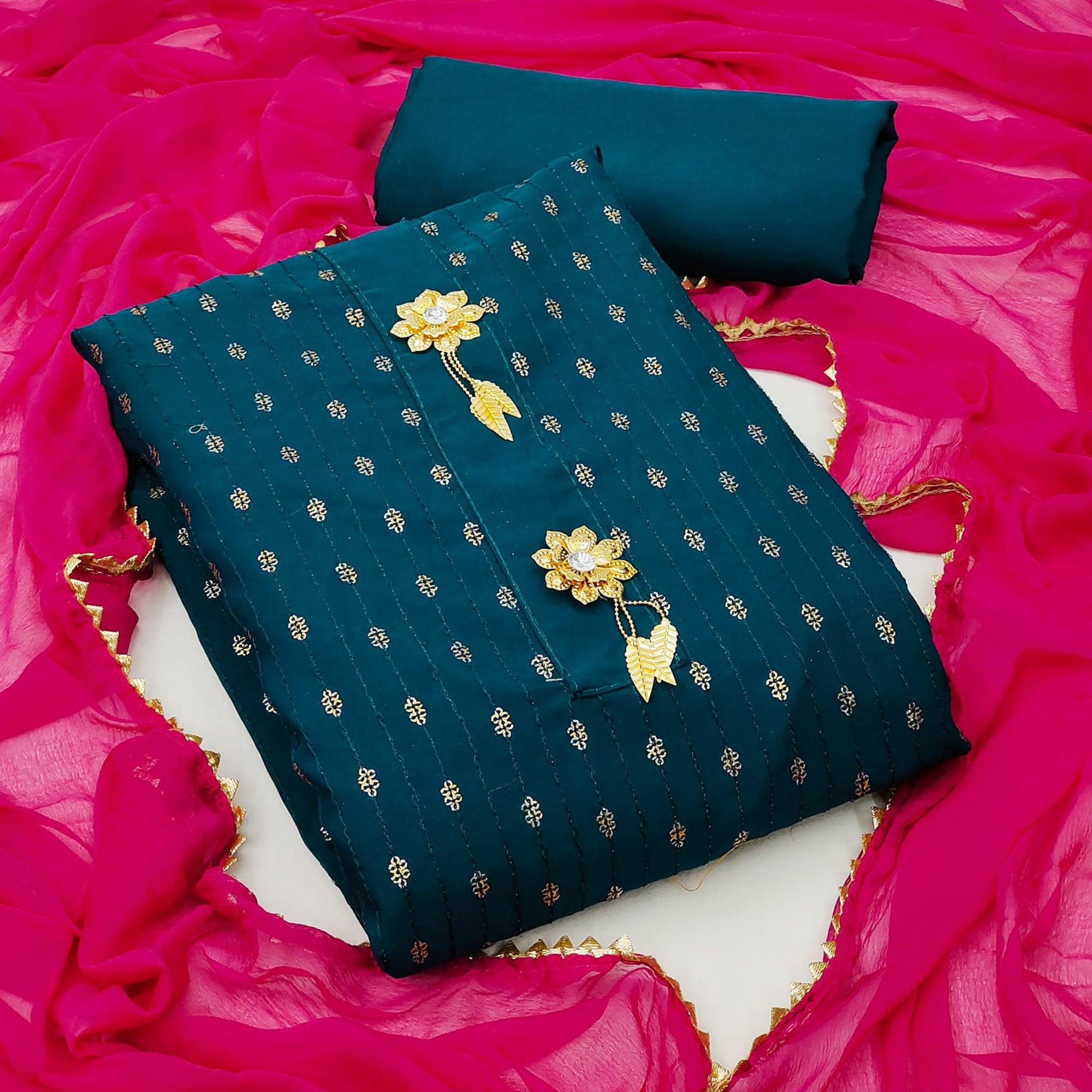 Morpich Festive Wear Sequence Work Cotton Dress Material - Peachmode