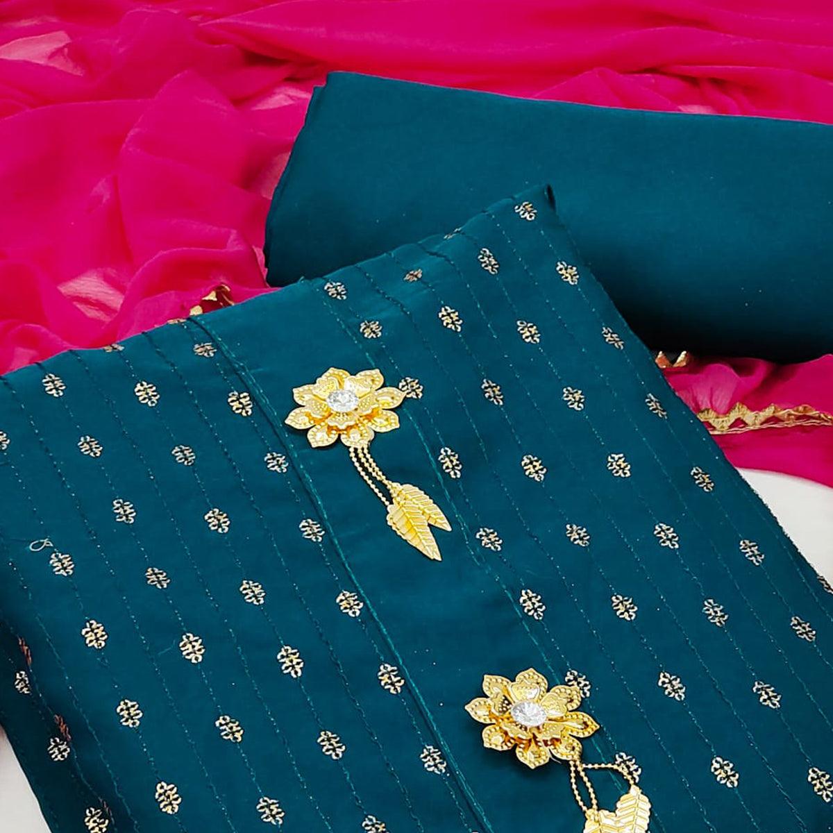 Morpich Festive Wear Sequence Work Cotton Dress Material - Peachmode