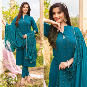 Morpich Swarovski Work Rayon Salwar Suit - Peachmode
