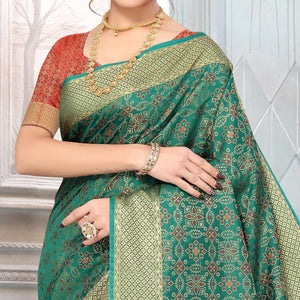 Morpich Woven Jacquard Saree - Peachmode