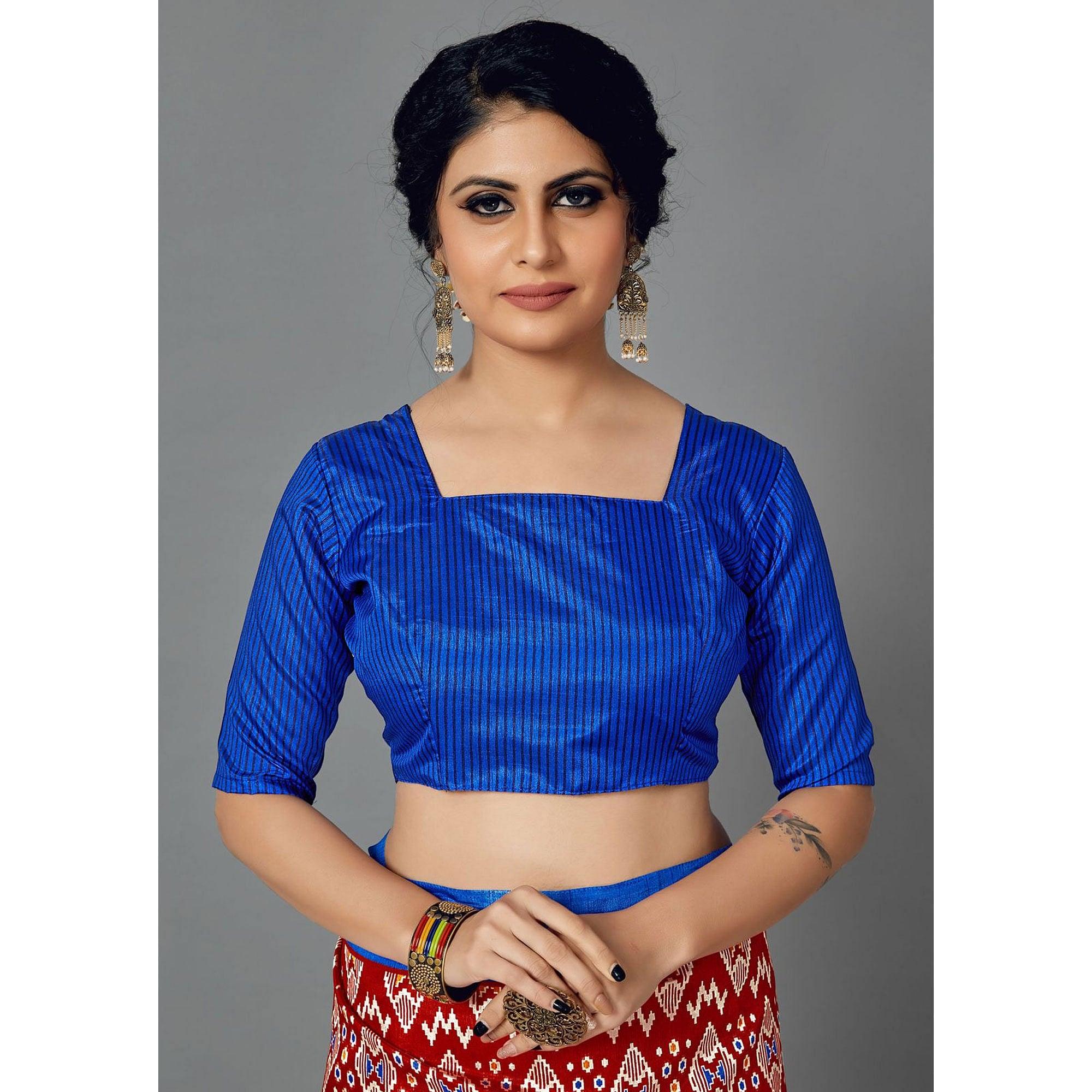 Multi Casual Art Silk Printed Saree With Unstitched Blouse - Peachmode