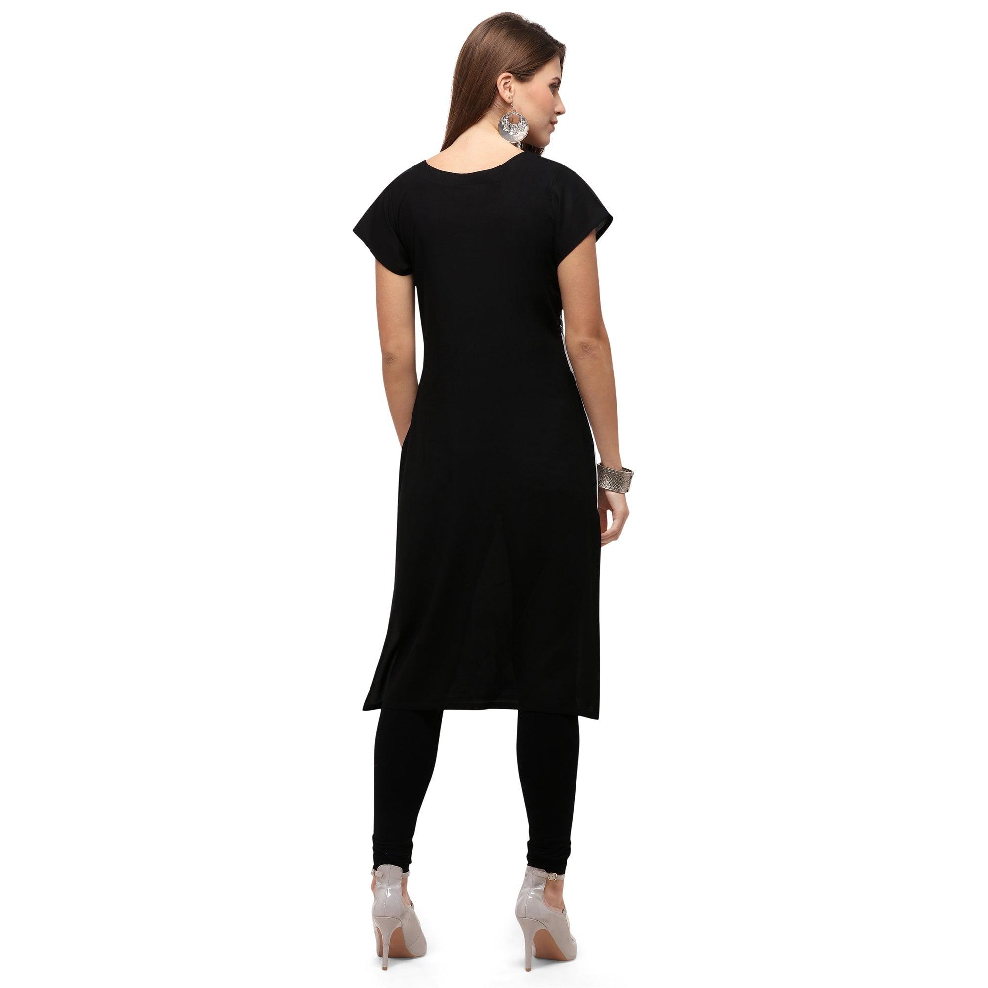 Multi Color Casual Wear Digital Printed Crepe Kurti - Peachmode