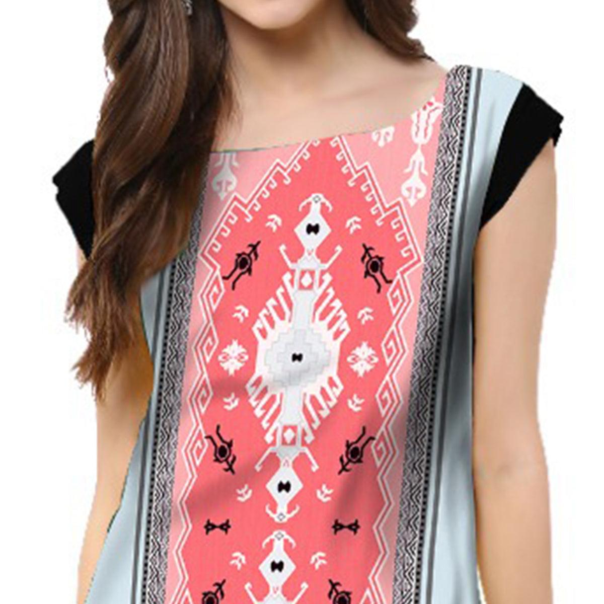 Multi Color Casual Wear Digital Printed Crepe Kurti - Peachmode