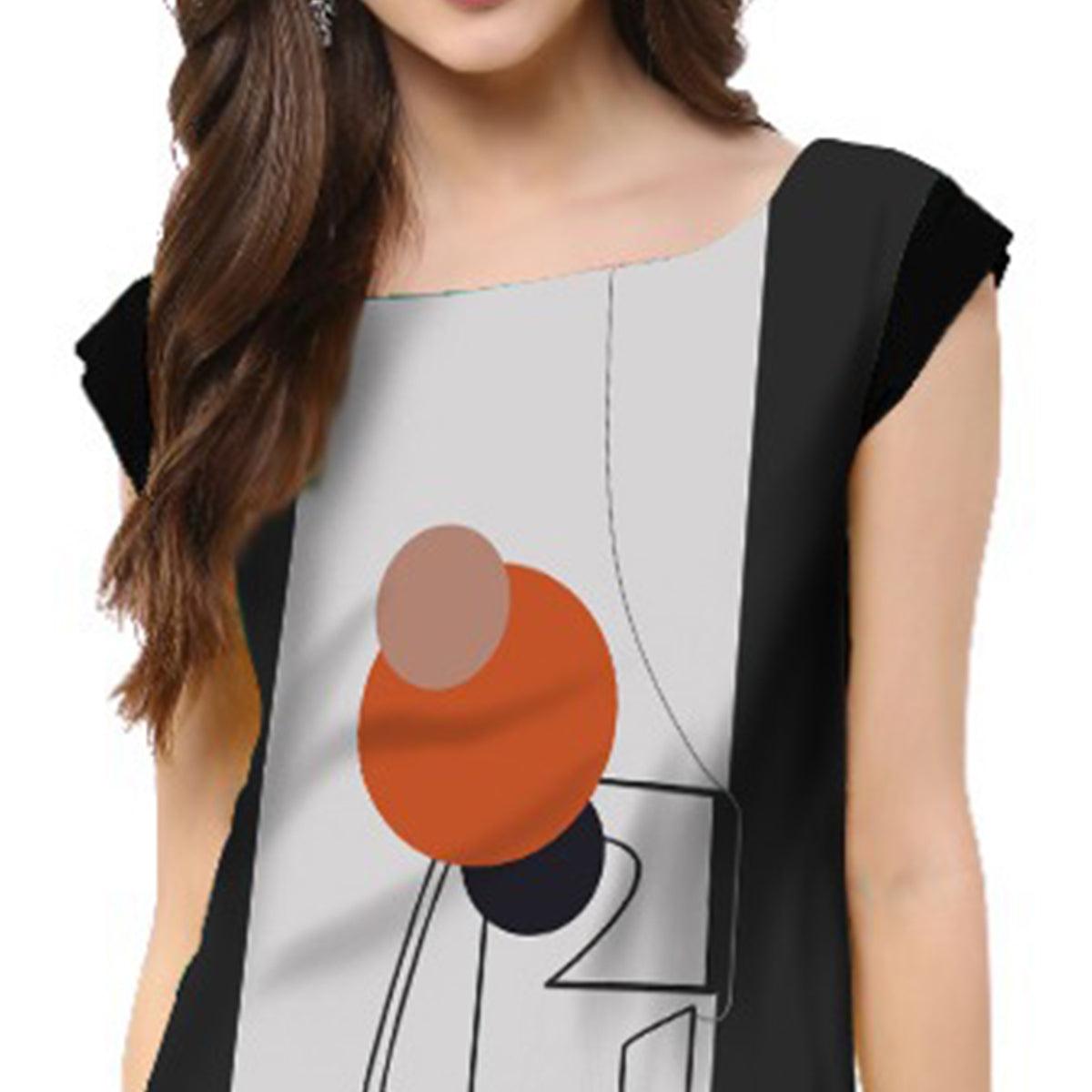 Multi Color Casual Wear Digital Printed Crepe Kurti - Peachmode