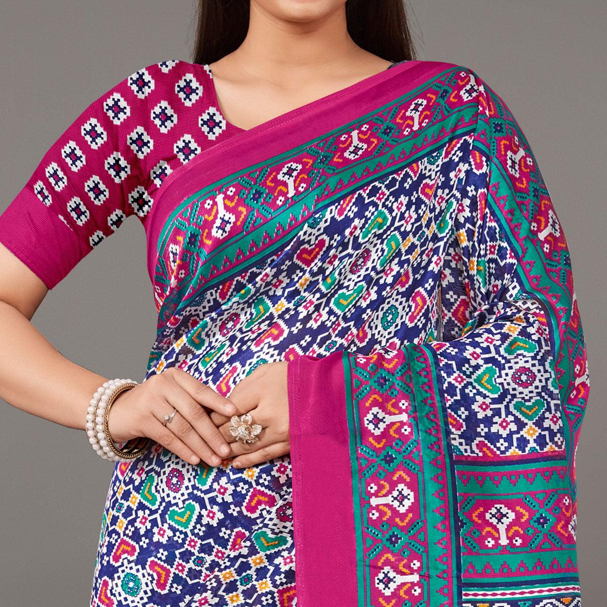 Multicolor Casual Wear Geometric Printed Art Silk Saree - Peachmode