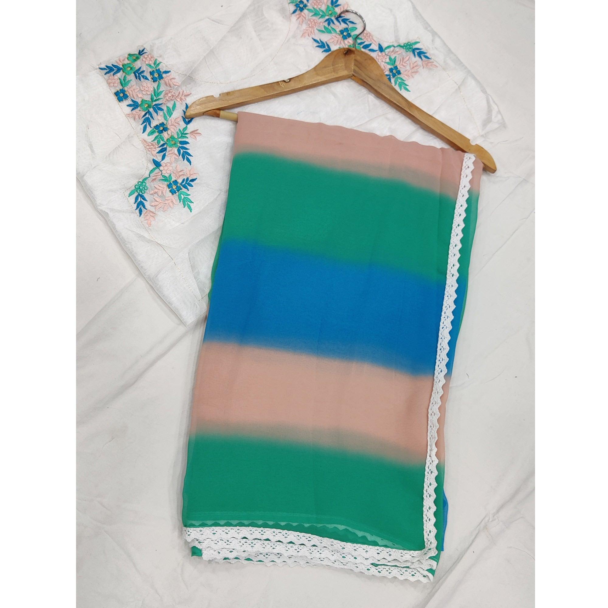 Multicolor Digital Printed Georgette Saree - Peachmode