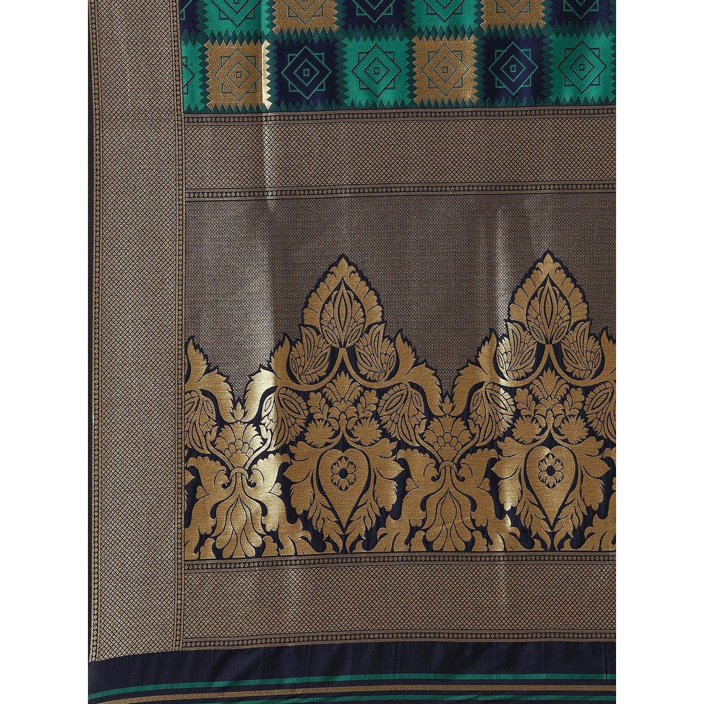 Multicolor Festive Wear Woven Kanjivaram Silk Saree - Peachmode