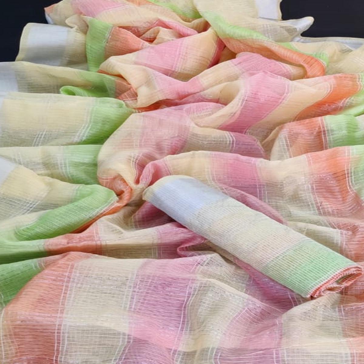 Multicolor Festive Wear Woven Silk Border Saree - Peachmode