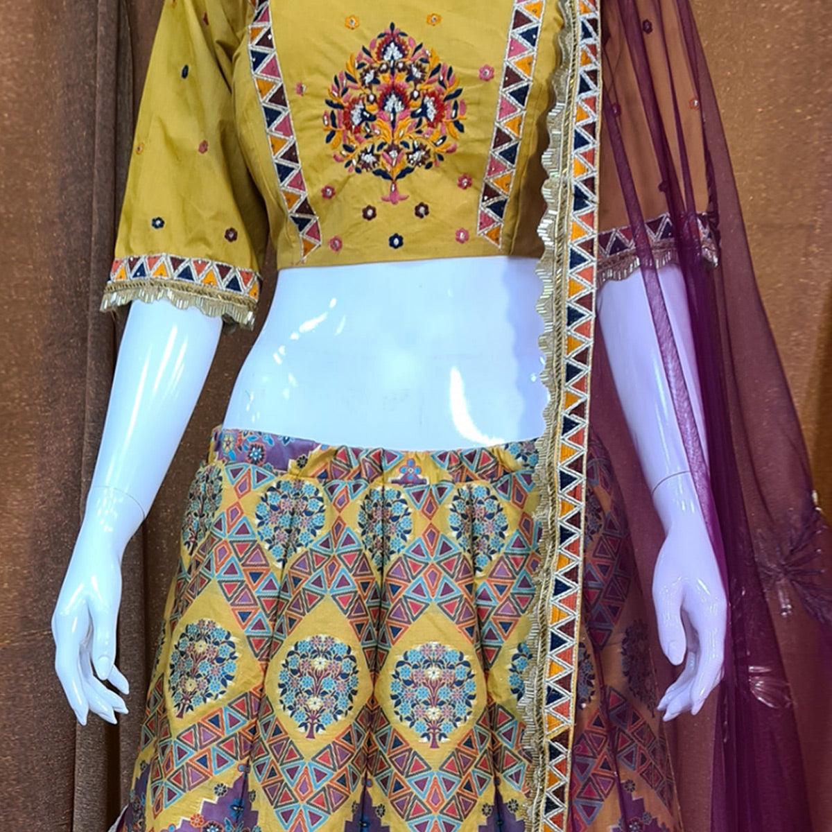 Multicolor Festive Wear Woven Silk Lehenga Choli - Peachmode