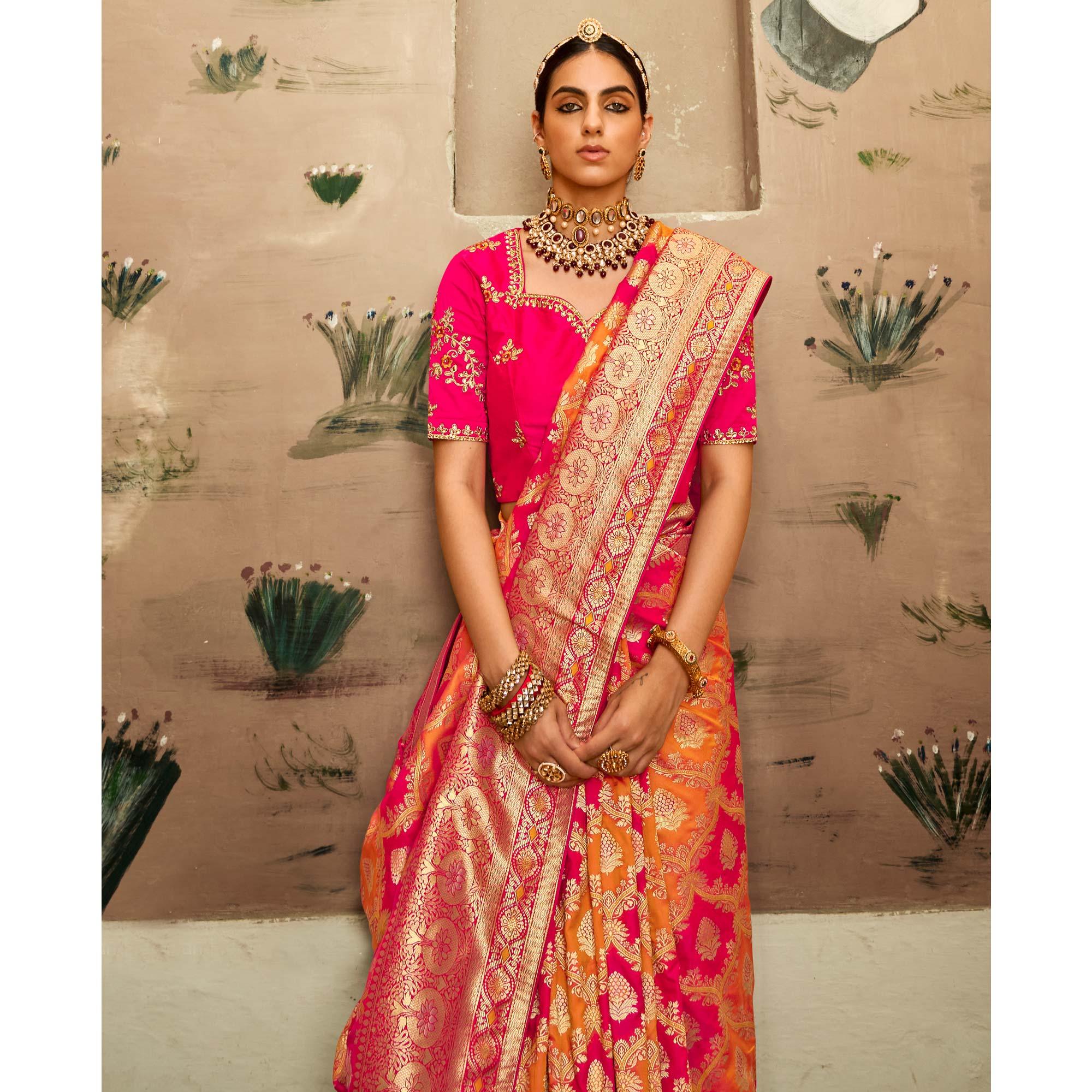 Multicolor Festive Wear Woven Silk Saree - Peachmode