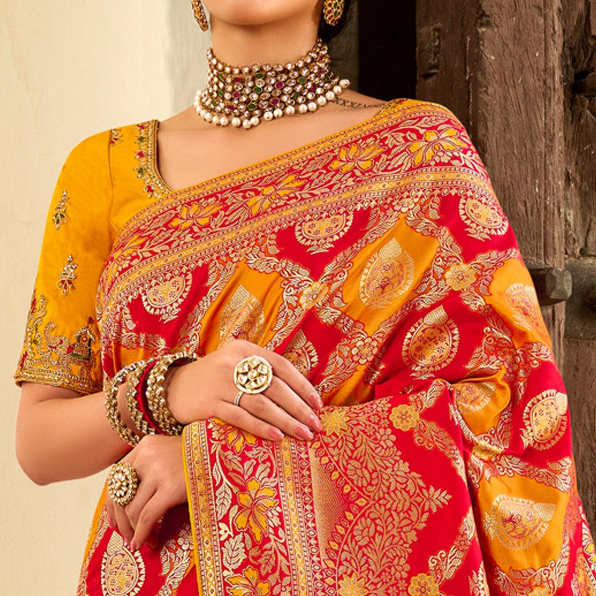 Multicolor Festive Wear Woven Silk Saree - Peachmode