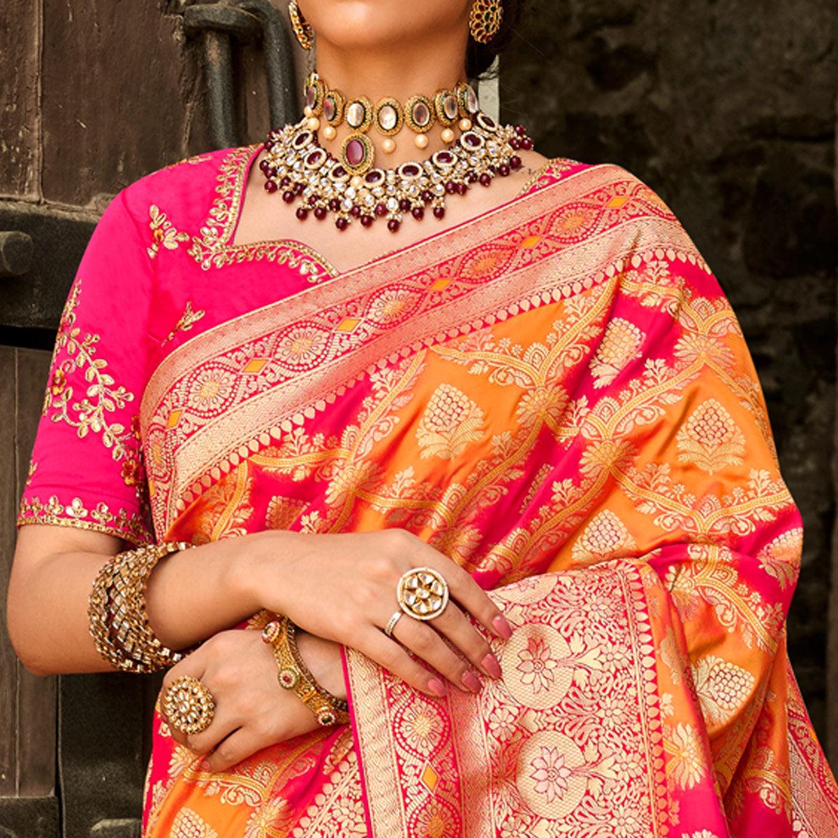 Multicolor Festive Wear Woven Silk Saree - Peachmode