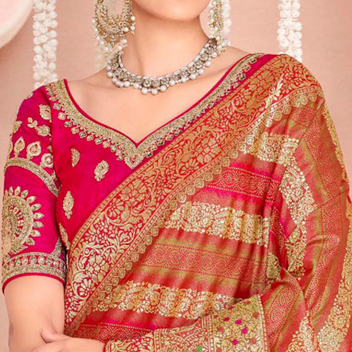 Multicolor Festive Wear Woven Silk Saree - Peachmode