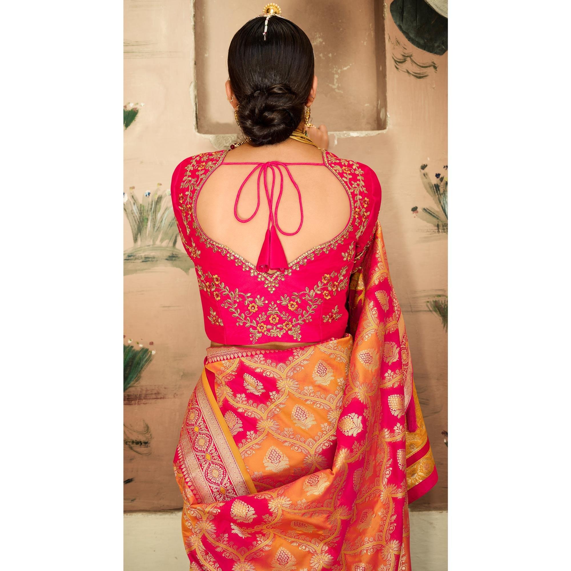 Multicolor Festive Wear Woven Silk Saree - Peachmode