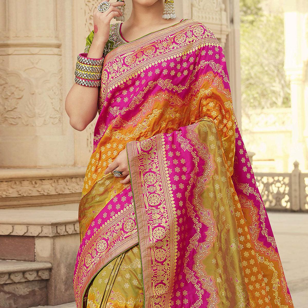 Multicolor Festive Wear Woven Silk Saree - Peachmode
