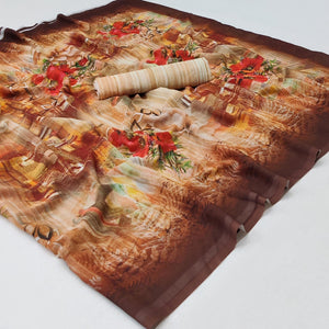 Multicolor Floral Digital Printed Georgette Saree - Peachmode