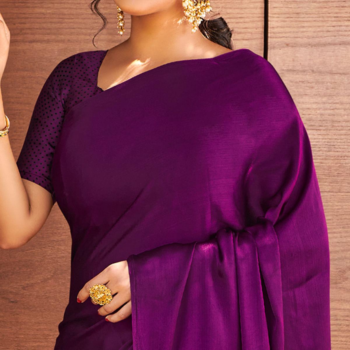 Multicolor Partywear Printed & Embellished Satin Saree - Peachmode
