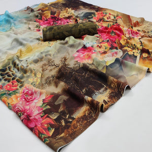 Multicolor Printed Georgette Saree - Peachmode