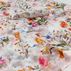 Multicolor Printed Georgette Saree - Peachmode