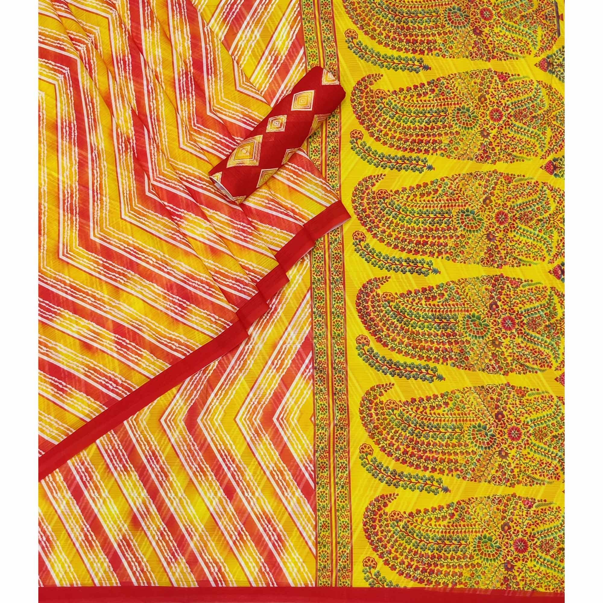 Multicolor Printed Georgette Saree - Peachmode