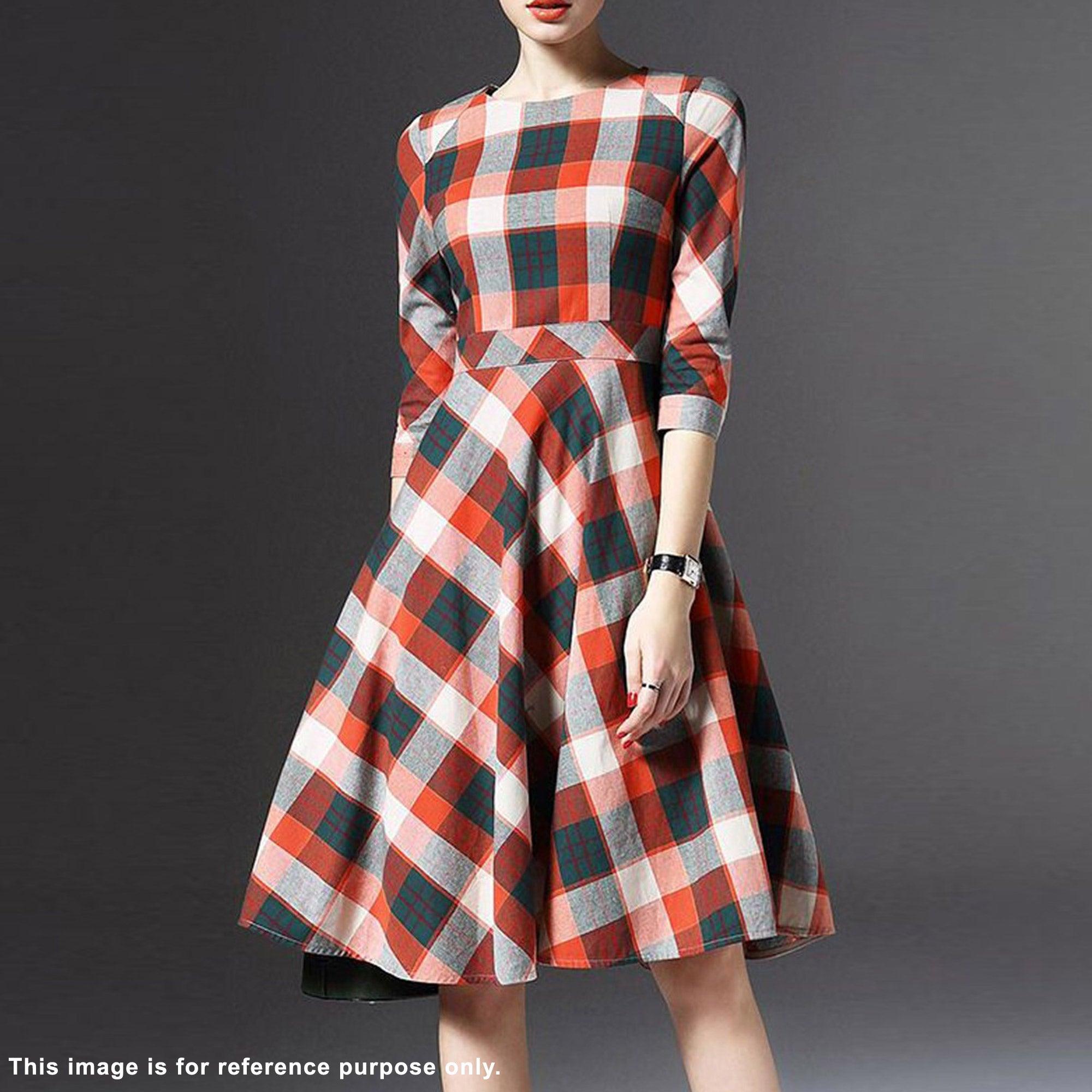 Multicolor Printed Linen Dress - Peachmode
