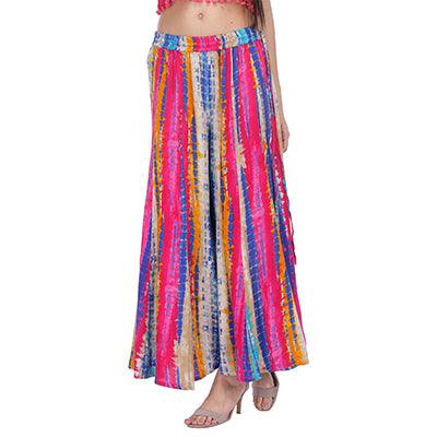 Multicolored Printed Rayon Palazzo - Peachmode