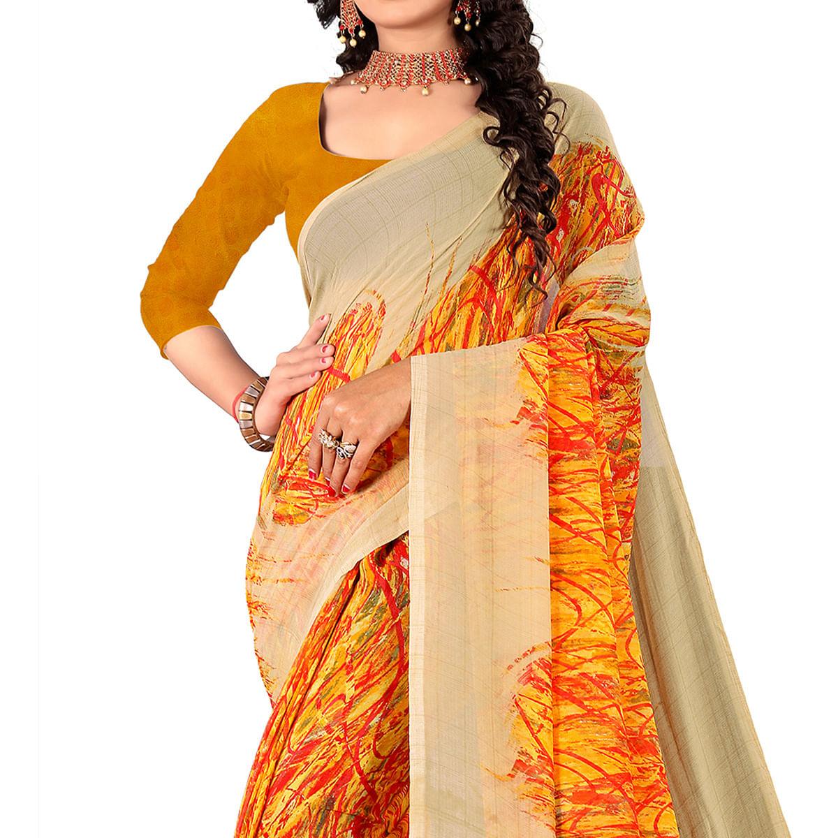 Multicolour Casual Wear Digital Printed Georgette Saree - Peachmode