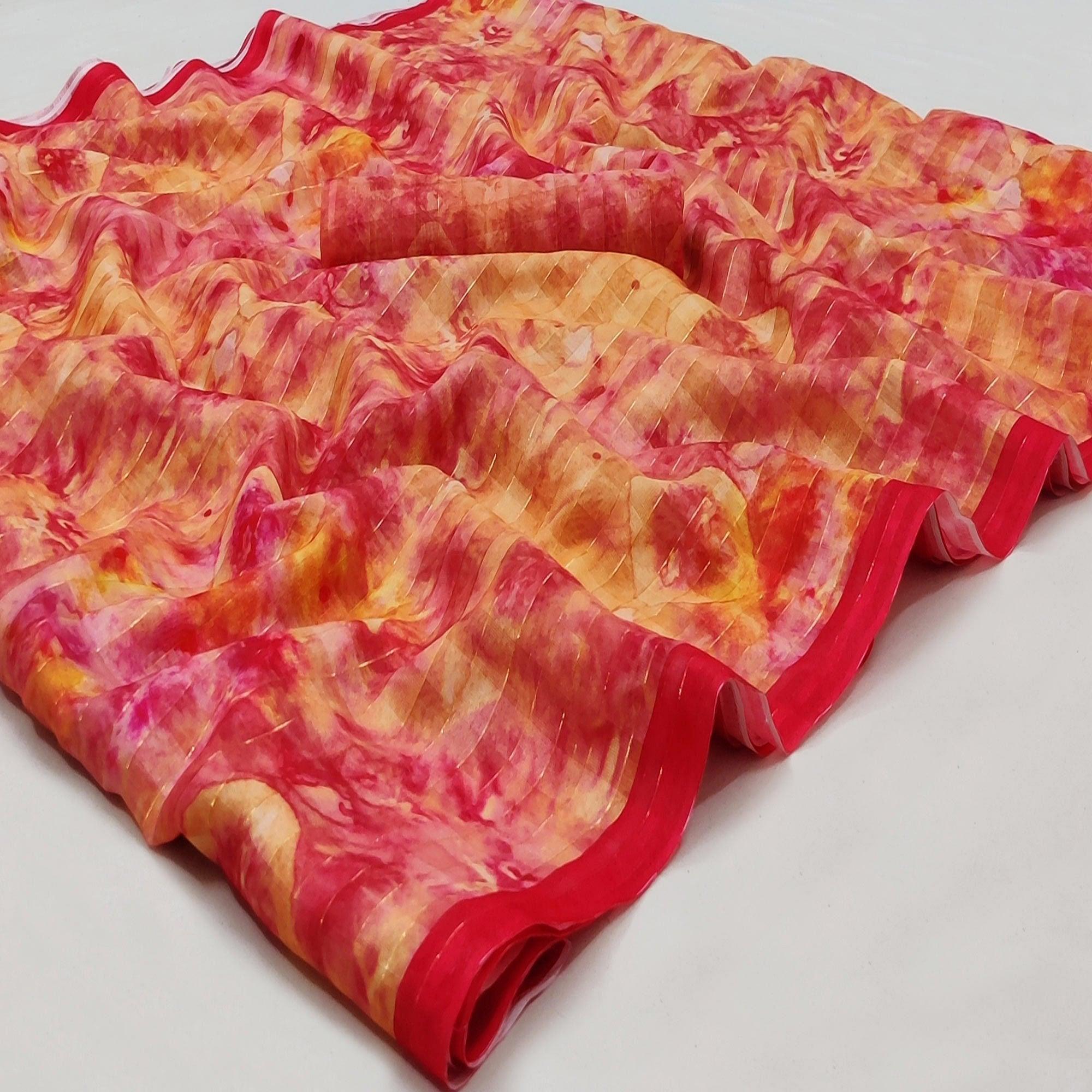 Multicolour Casual Wear Printed Cotton Silk Saree - Peachmode