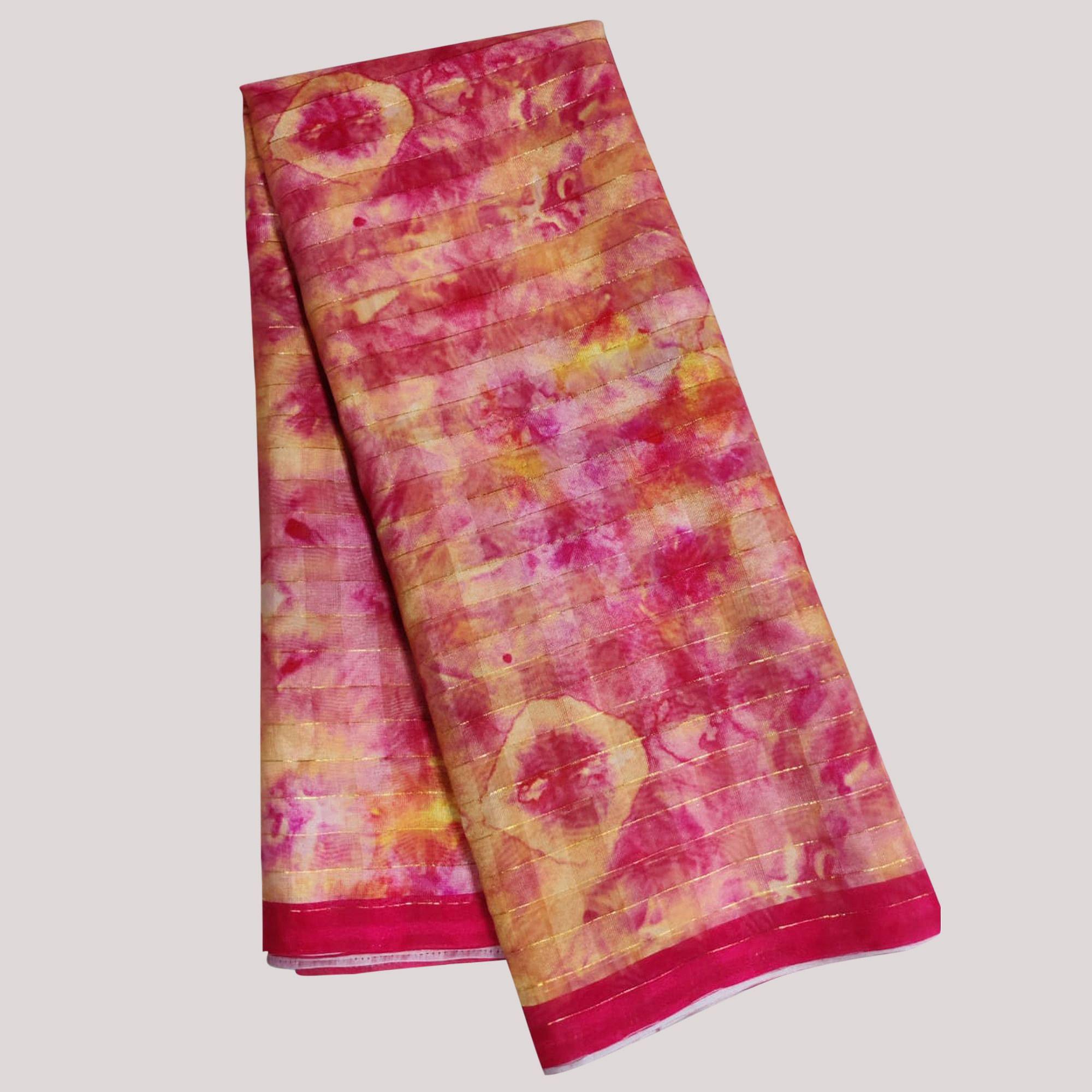 Multicolour Casual Wear Printed Cotton Silk Saree - Peachmode
