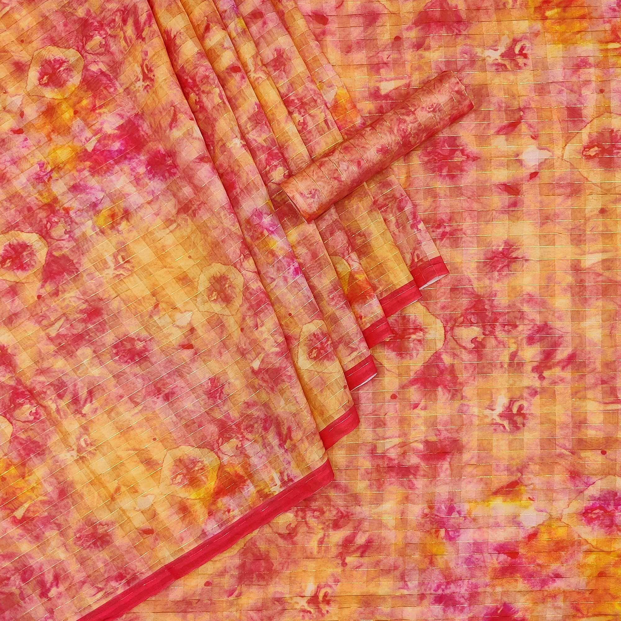 Multicolour Casual Wear Printed Cotton Silk Saree - Peachmode