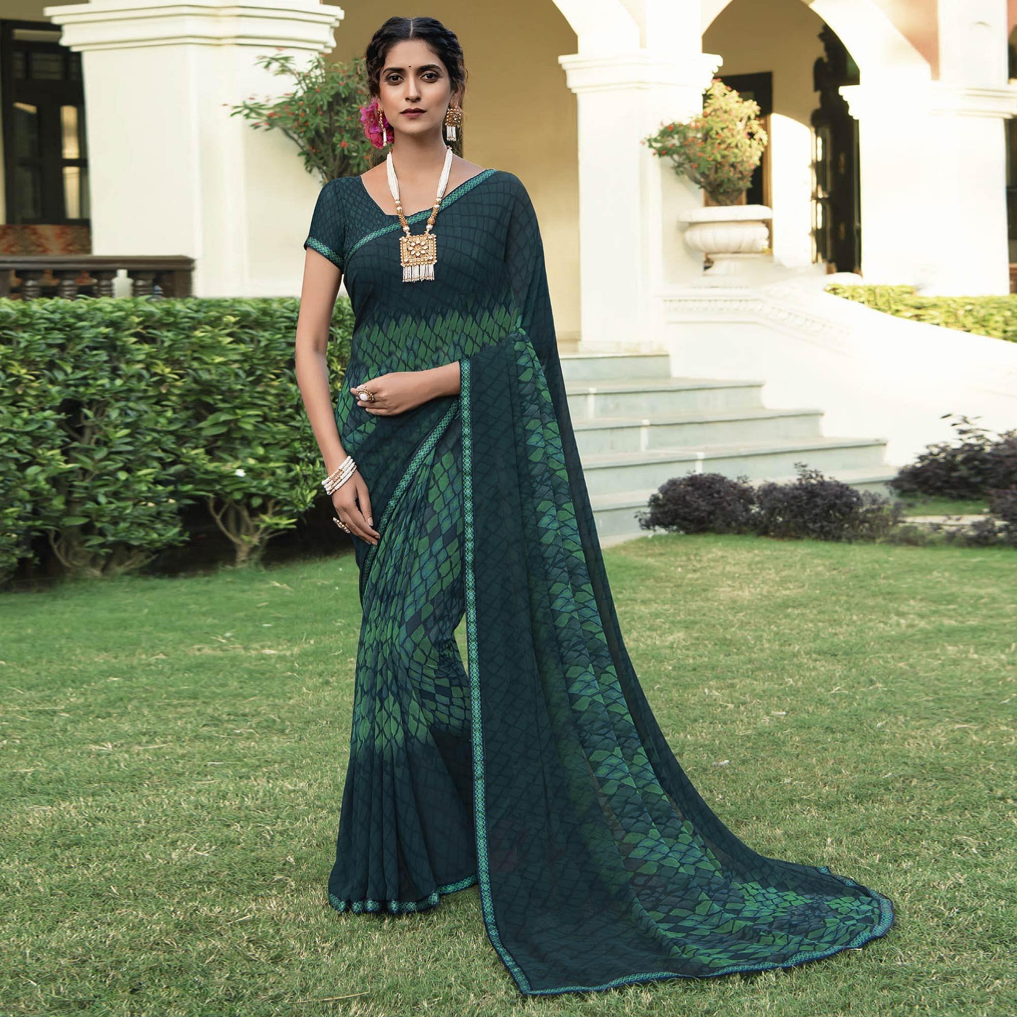 Multicolour Casual Wear Solid Georgette Saree - Peachmode
