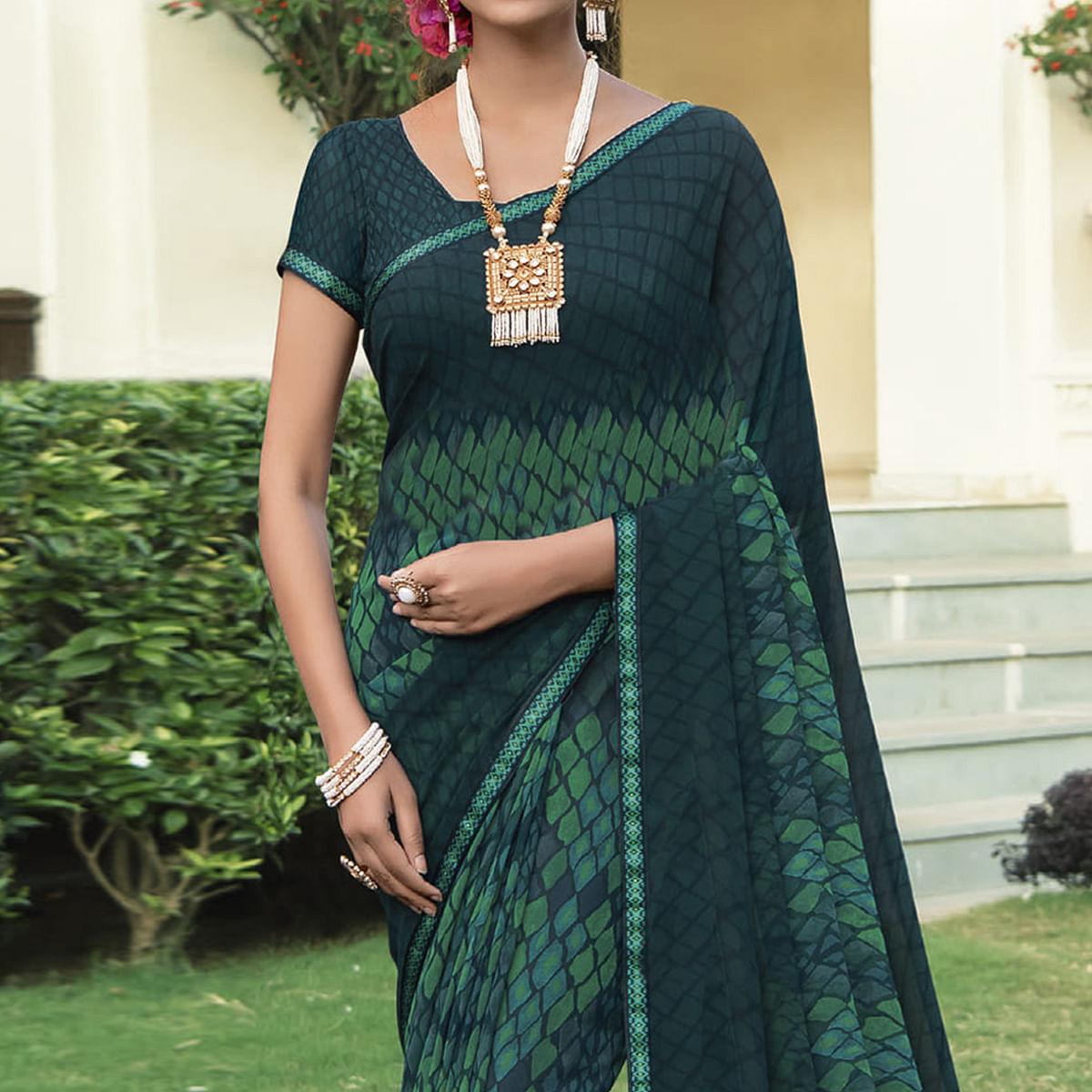 Multicolour Casual Wear Solid Georgette Saree - Peachmode