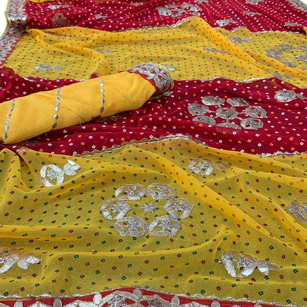 Multicolour Festive Wear Bandhani Printed Georgette Saree - Peachmode