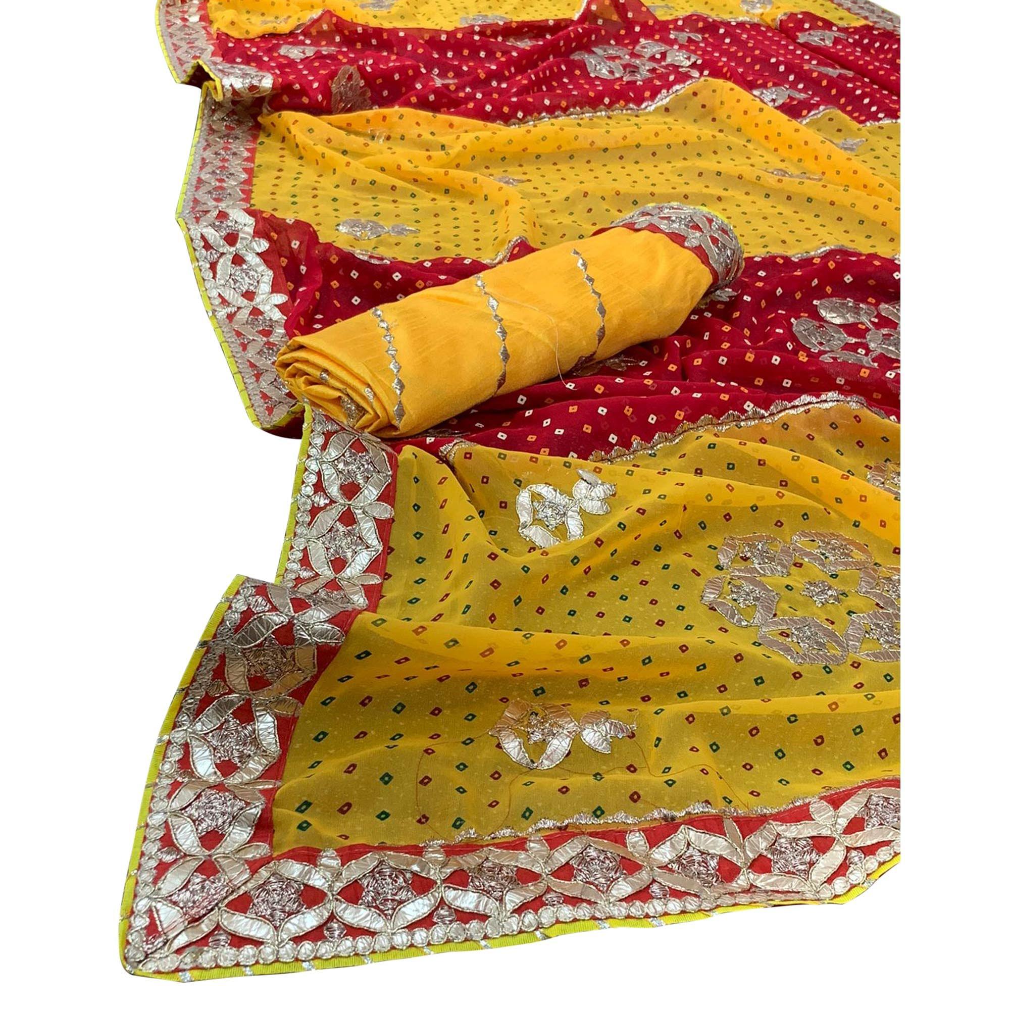 Multicolour Festive Wear Bandhani Printed Georgette Saree - Peachmode