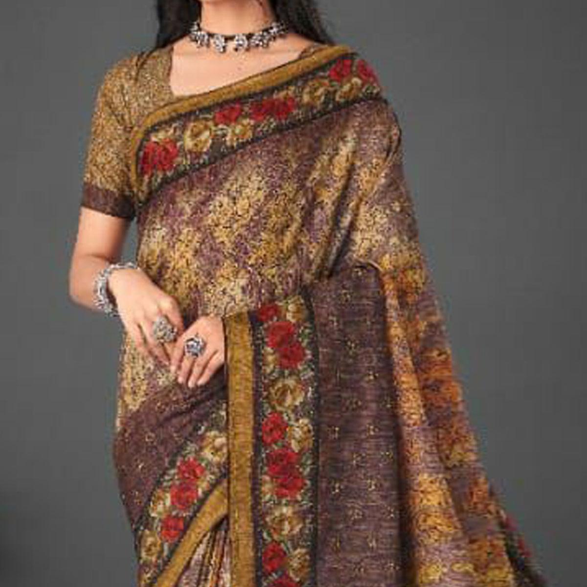 Multicolour Festive Wear Printed Silk Saree - Peachmode