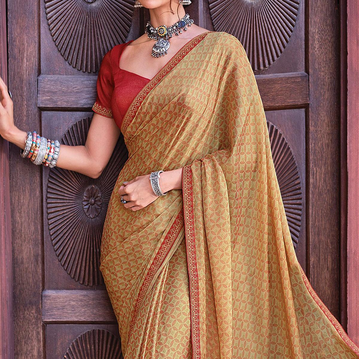 Multicolour Festive Wear Woven Brasso Saree - Peachmode
