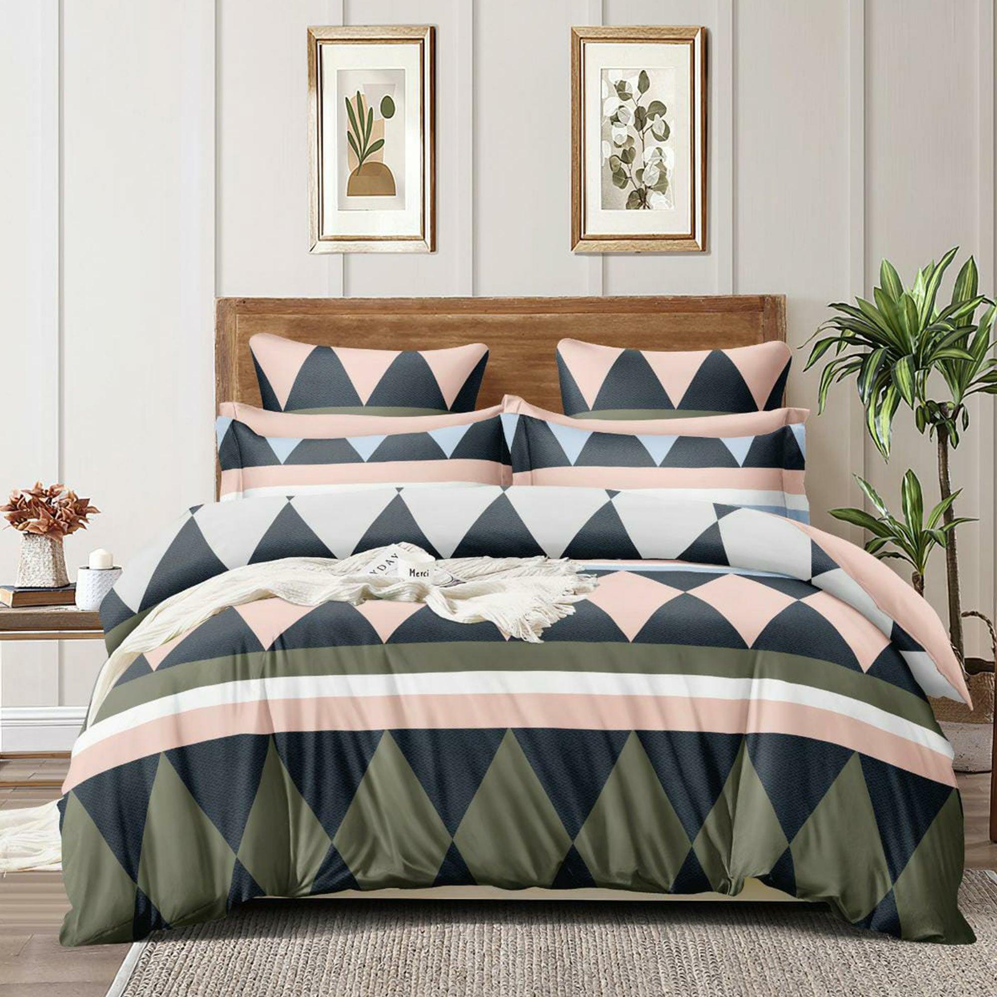 Multicolour Printed Art Silk Double Bedsheet With Pillow Cover - Peachmode