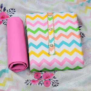 Multicolour Printed Kota Doriya Dress Material - Peachmode