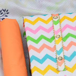 Multicolour Printed Kota Doriya Dress Material - Peachmode