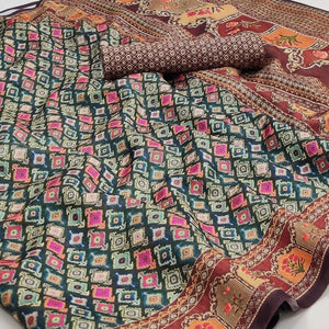 Multicolour Printed Pure Cotton Saree - Peachmode