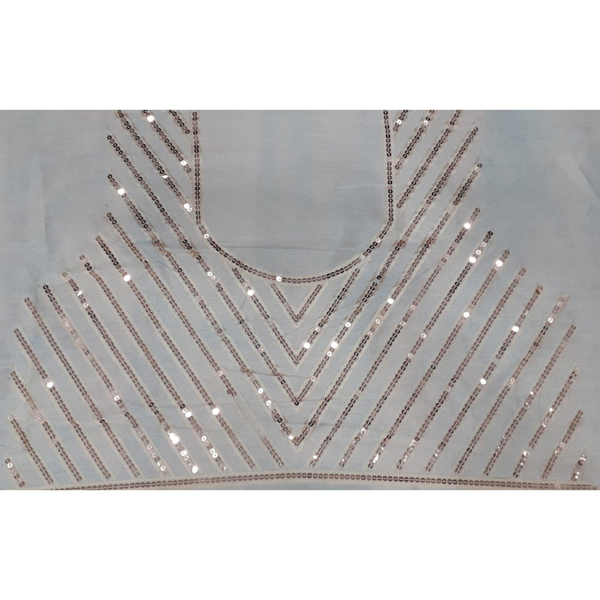 Multicolour Sequence Embroidered Georgette Saree - Peachmode