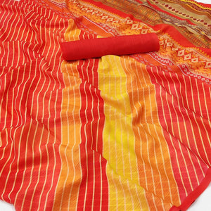 Multicolour Stripe Printed Georgette Saree - Peachmode